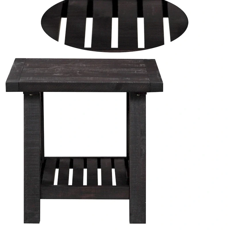 Pine Wood End Table with Exposed Hardware, Brown