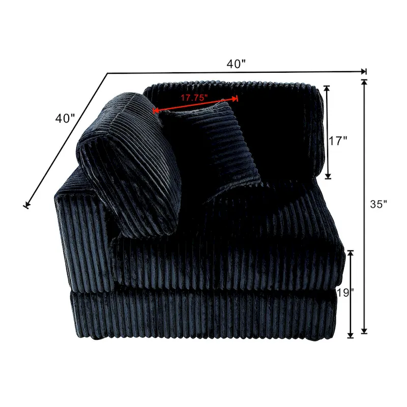 Oversized 6-Piece Corduroy Upholstered L-Shaped Modular Sectional Sofa, DIY Combination