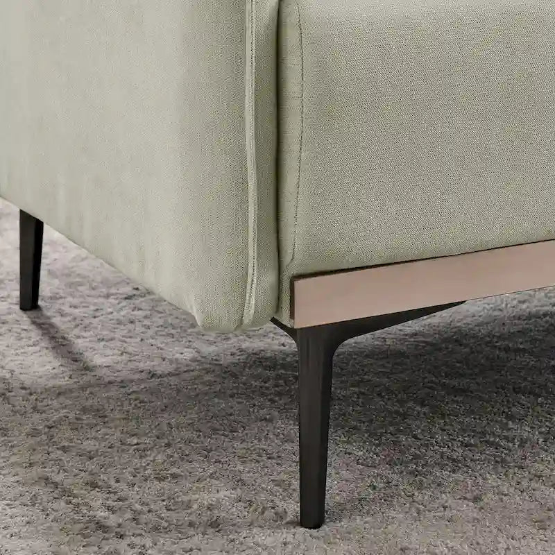 3-Seat Linen Sofa – Grey / Beige / Orange, Modern Minimalist, Metal Legs & Steel Trim, Seats 3