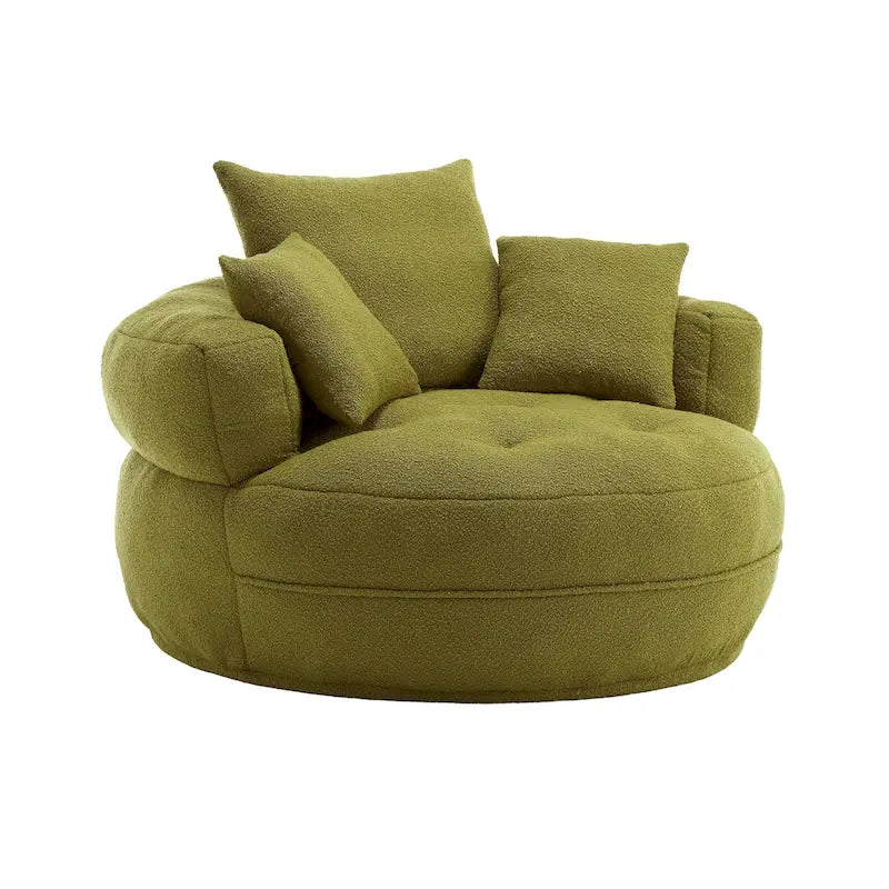 Round Lazy Sofa Chair – White/Blue/Grey/Yellow/Orange/Rose Red/Navy/Green, Single & Couple Seat