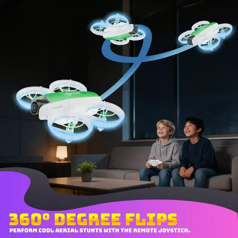Contixo F15 Astro Kids Drone, HD Camera, 2.4 Screen Remote, Auto Hover, 2 Batteries, RGB Light 3D Flip Drones Toys Gift for Boys Girls- Green