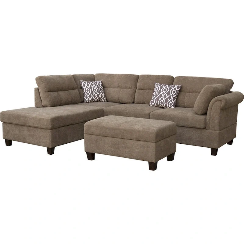 Sectional Sofa with Chaise and Storage Ottoman