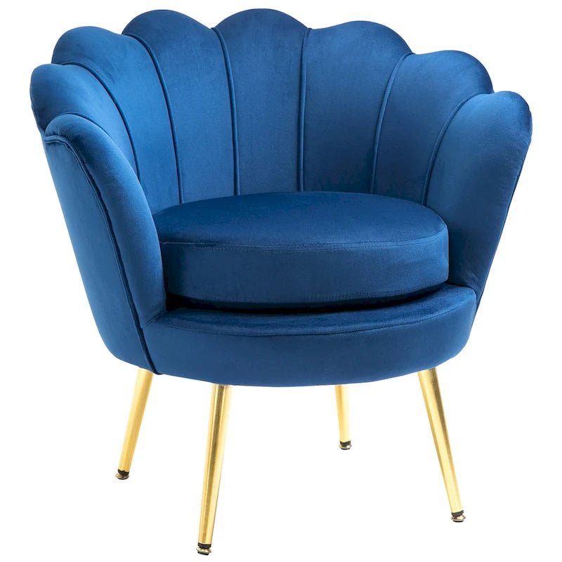 HOMCOM Elegant Velvet Fabric Accent Chair/Leisure Club Chair with Gold Metal Legs for Living Room - 29.5 x 24.75 x 28.75