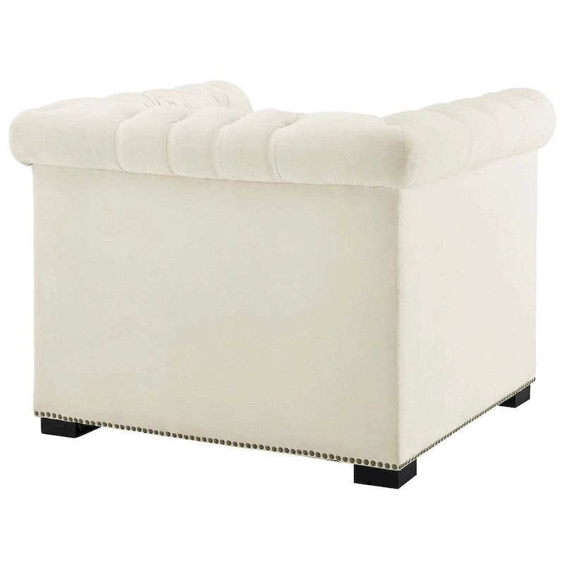 Chesterfield Armchair – Midnight Blue / Aqua / Grey / Ivory, Performance Velvet, Button Tufted, Seats 1