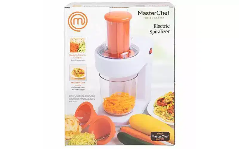 MasterChef Electric Spiralizer- 3-in-1 Vegetable Noodle Pasta Maker - Zoodle Zucchini Veggie Slicer and XL Hopper (w FREE Recipe Guide)