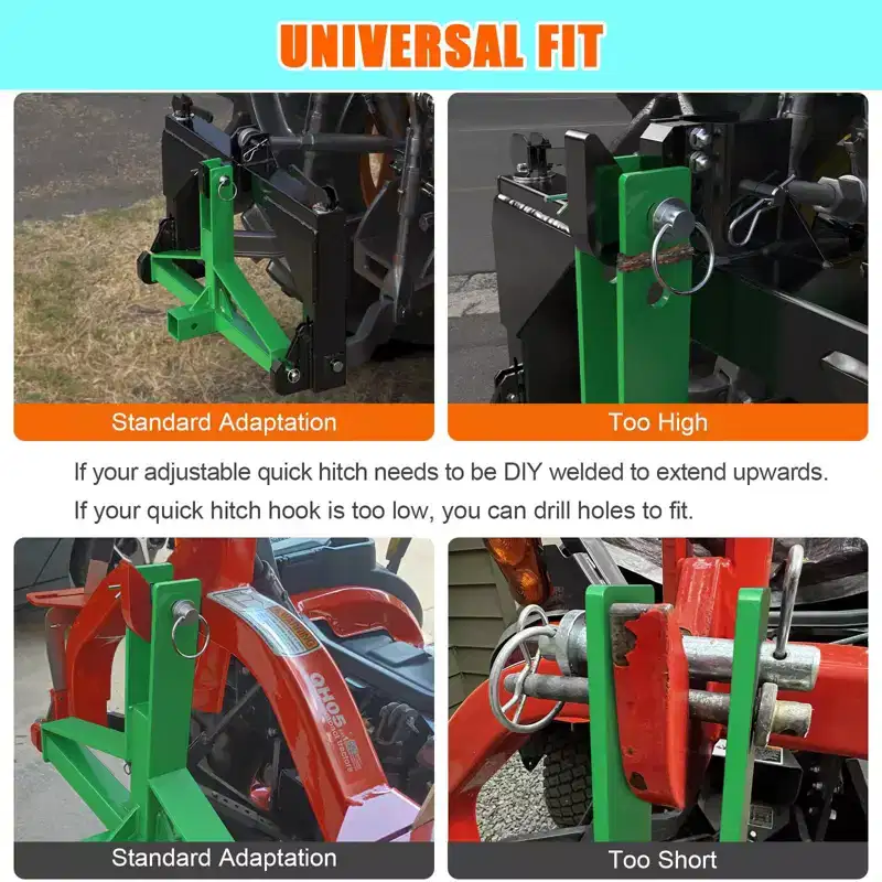 3-Point Trailer Hitch for Category 1 Tractors  2 Receiver, Quick Hitch Adapter, 1500 lbs Capacity, Compatible with Kubota, Yanmar, Kioti, Cat, BX