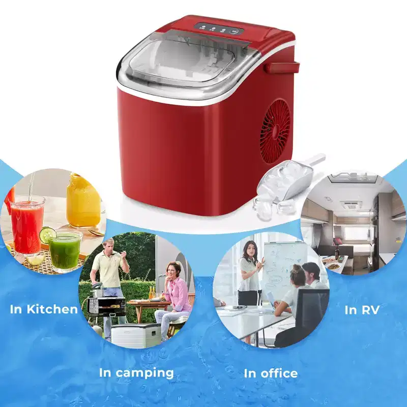 Portable Ice Maker,Countertop Model,Self-Cleaning,26.5lbs/24Hrs,6 Mins/9 Pcs Bullet Ice,Includes Ice Scoop and Basket