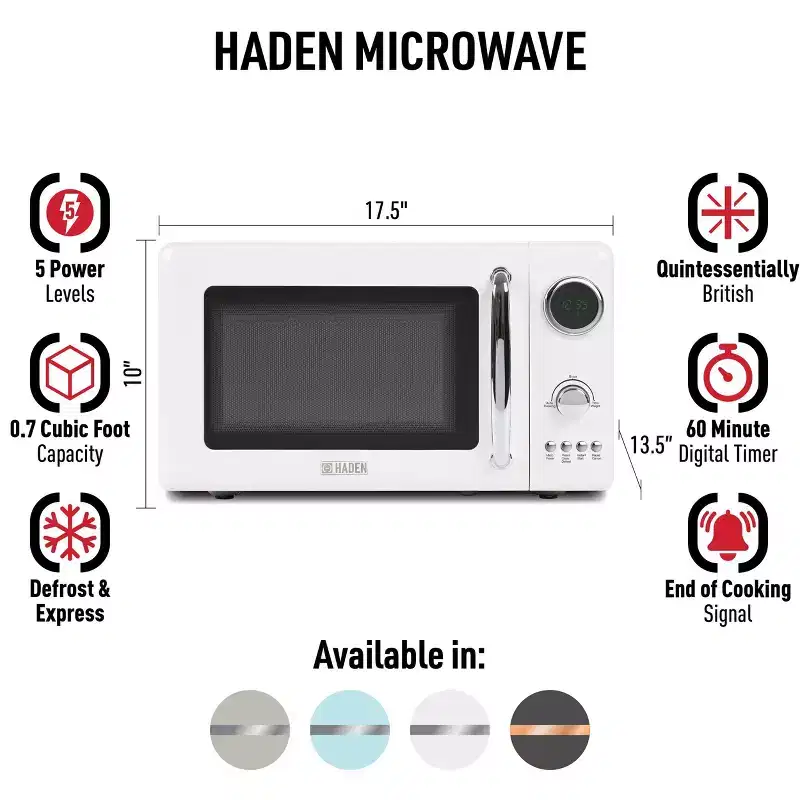 Haden 700W Compact Countertop Microwave Over Ivory