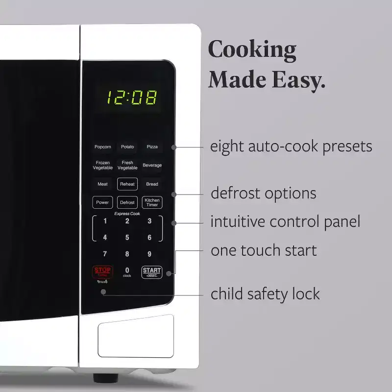 Farberware 1.1 Cu. Ft. Countertop Microwave Oven  1000W Power, Auto Cook Settings, Defrost, and Safety Lock