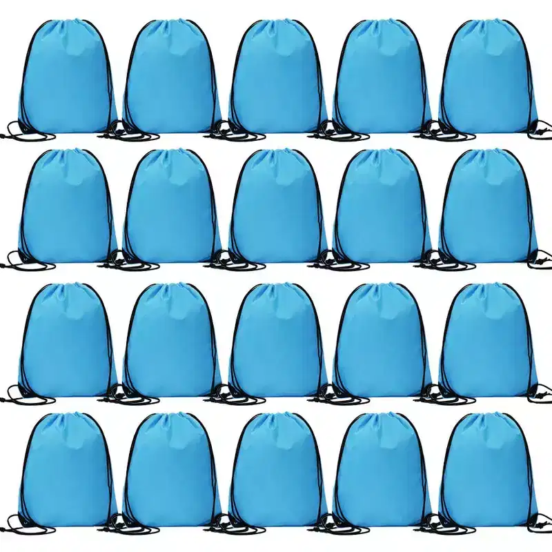 Narwey 20 Pcs Drawstring Backpack Bulk Draw String Bags Cinch Polyester Bag, Sky Blue