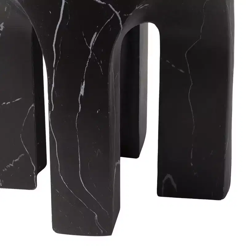 LeisureMod Crus 18 Sculptural Fiberstone End Table - Round Vaulted Base Side Table