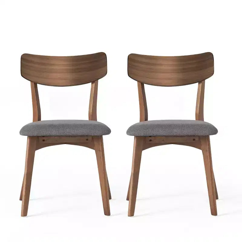 Set of 2 Mid-Century Modern Dining Chairs with Cushioned Seats