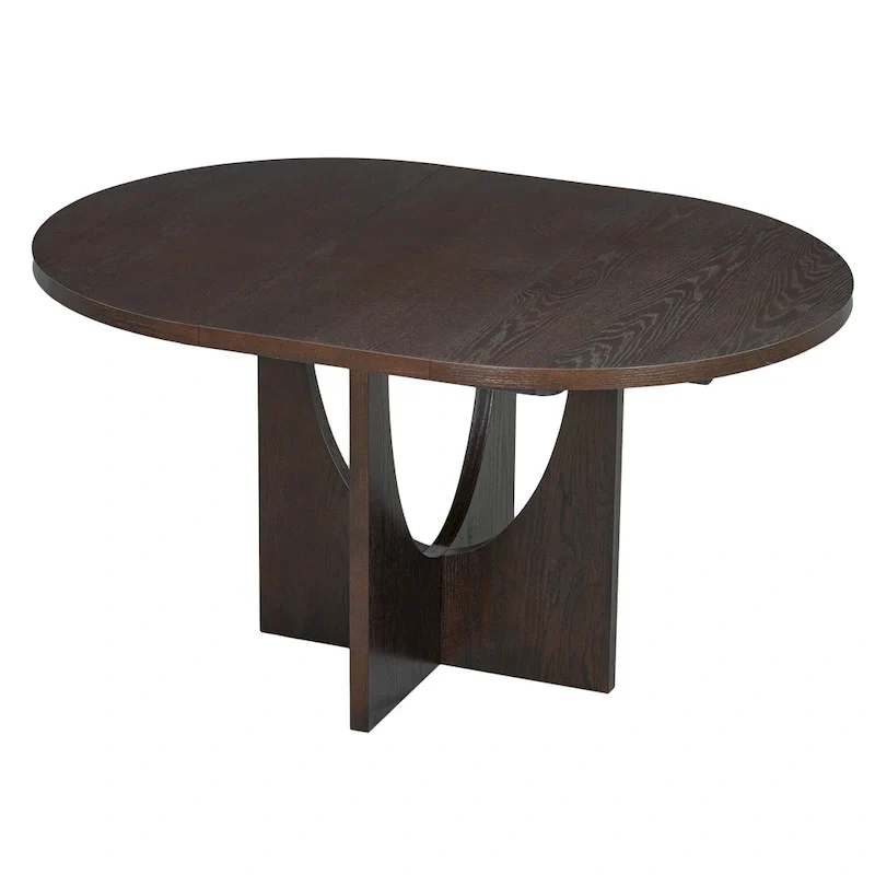 Modern Style Extendable Round Dining Table with Removable Leaf and Upholstered Dining Chairs