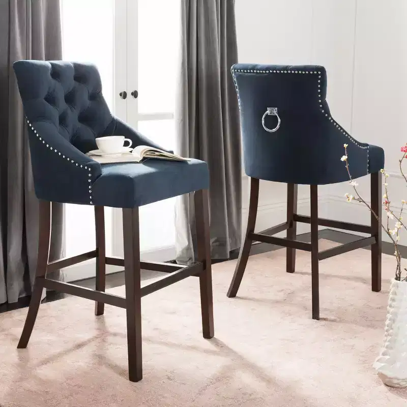 Tufted Wing Back Bar Stool