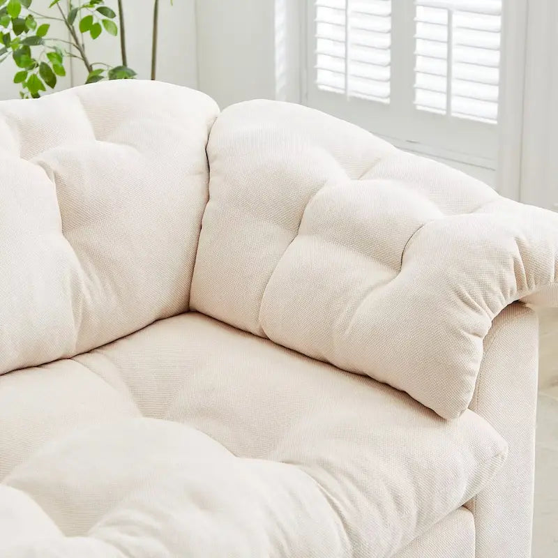 99-Inch Deep Seat Sofa – Yellow / Beige / Grey / Green, Chenille, Solid Wood Frame, Seats 3