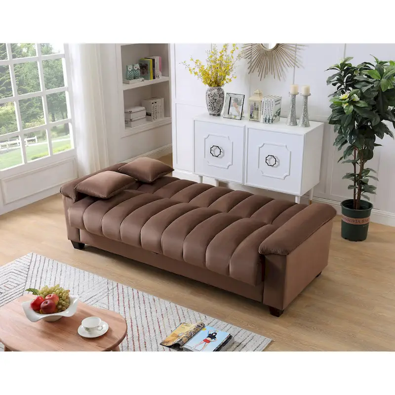 83 Comfortable Velvet Storage Sleeper Convertible Sofa Bed.