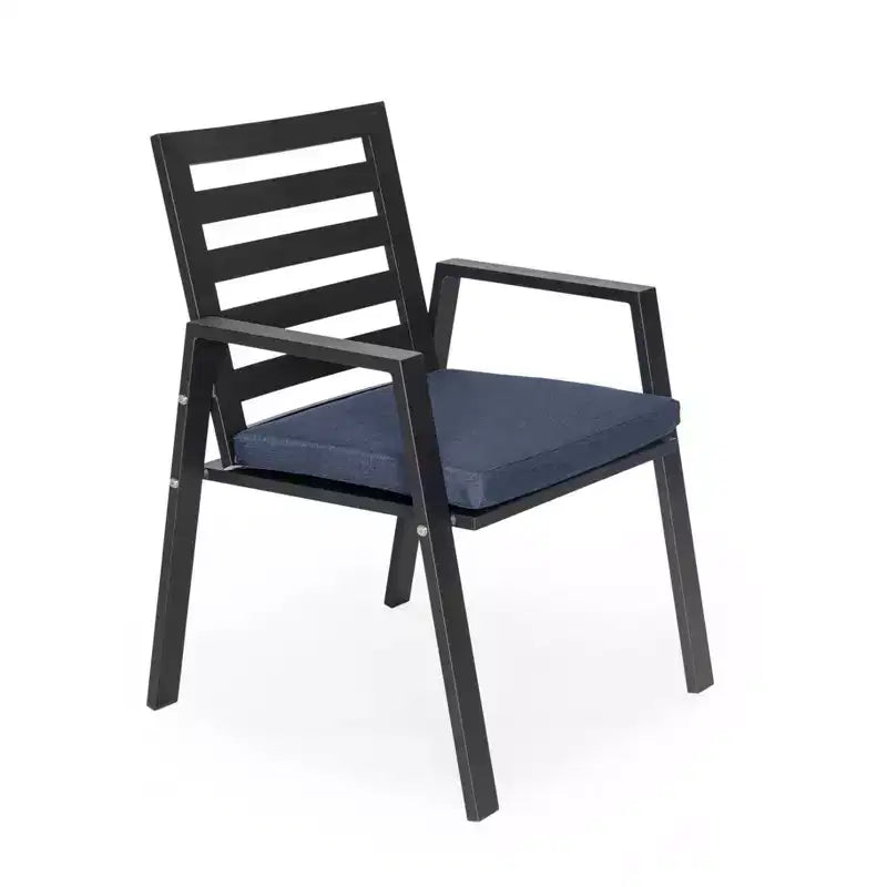LeisureMod Chelsea 5-Piece Patio Dining Set, 48 Round Aluminum Dining Table and 4 Dining Armchair