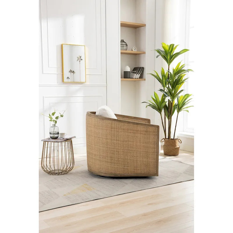 Swivel Barrel Chair, Comfy Round Accent Sofa Chair for Living Room, 360 Degree Swivel Barrel Club Chair, Leisure Arm Chair