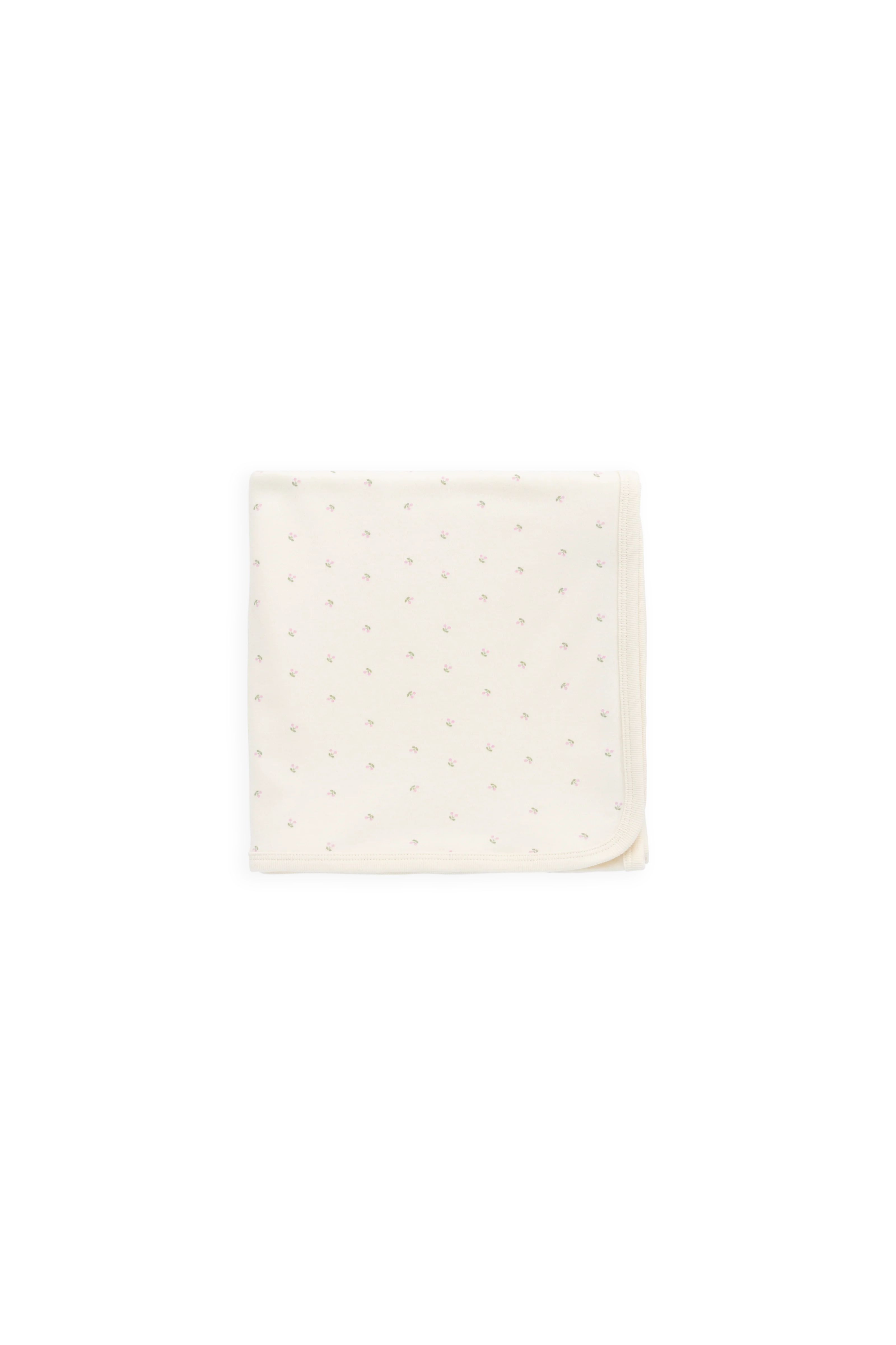 Delicate Cream Cherry-Print 100% Organic Cotton Baby Blanket for Nap Time & Stroller 39x39