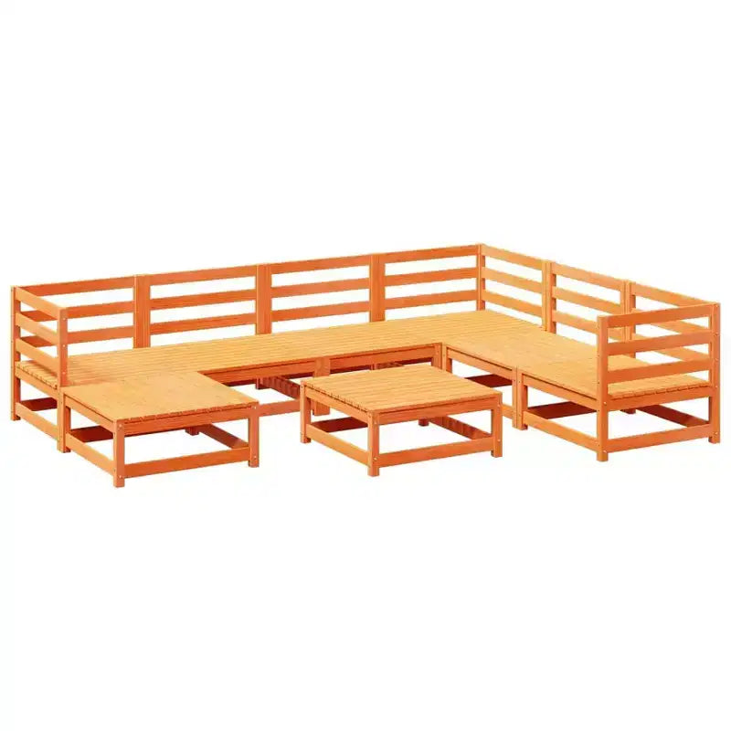 vidaXL Patio Sofa Set Modular Sofas and Outdoor Stools 8 Piece Solid Wood Pine