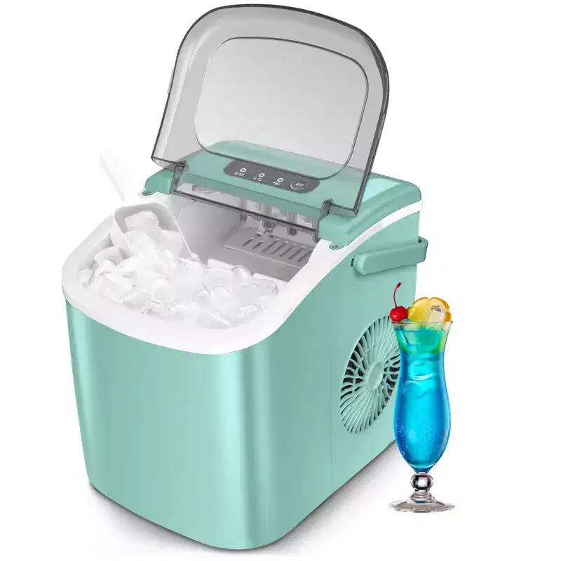 Portable Ice Maker,Countertop Model,Self-Cleaning,26.5lbs/24Hrs,6 Mins/9 Pcs Bullet Ice,Includes Ice Scoop and Basket