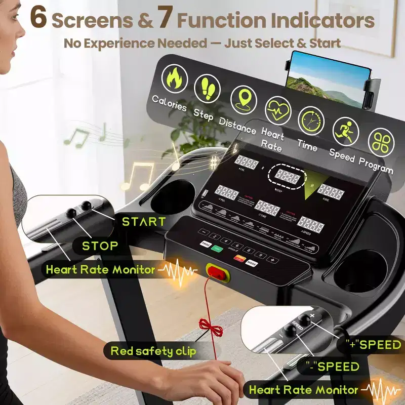 4 in-1 Folding Treadmill with 3.75HP Motor, 10% Manual Incline, Smart App Control, 320 lbs Capacity, Home Fitness Running Machine