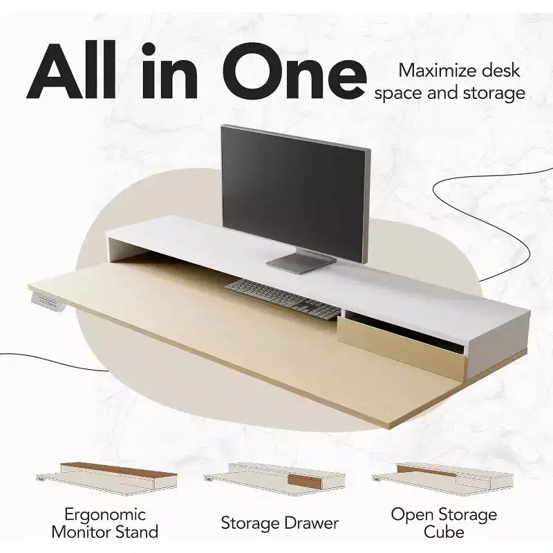 Standing Desk with Drawers and File Cabinet, 47 Inch Electric Height Adjustable Desk with Storage, Ergonomic Stand Up Table with Monitor Stand