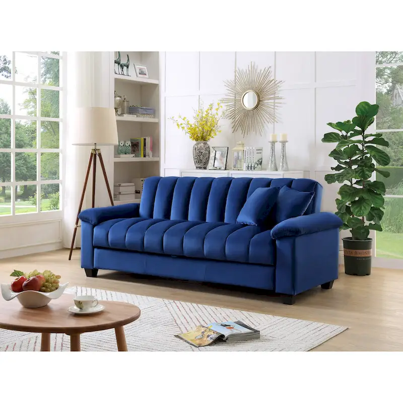 83 Comfortable Velvet Storage Sleeper Convertible Sofa Bed.