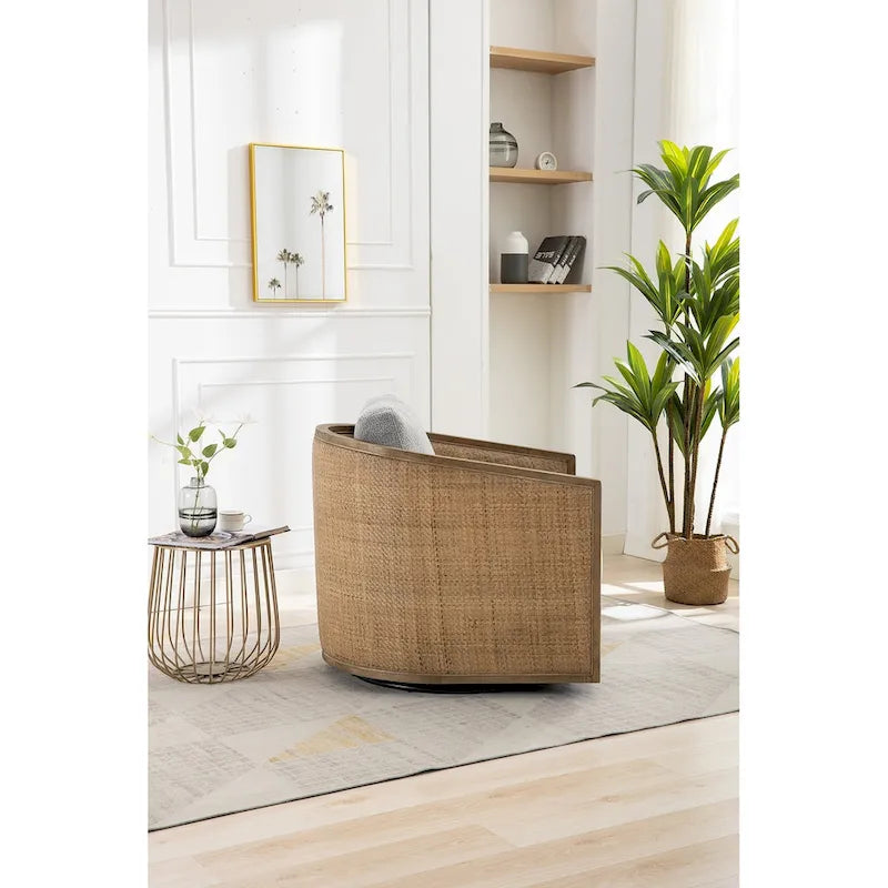 Swivel Barrel Chair, Comfy Round Accent Sofa Chair for Living Room, 360 Degree Swivel Barrel Club Chair, Leisure Arm Chair