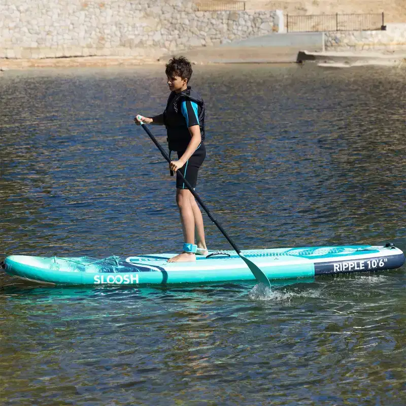 SLOOSH 126'' Ripple Inflatable Stand Up Paddle Board SUP with Premium Accessories, Non-Slip EVA Deck, Bag Included for Youth & Adults Water Adventure