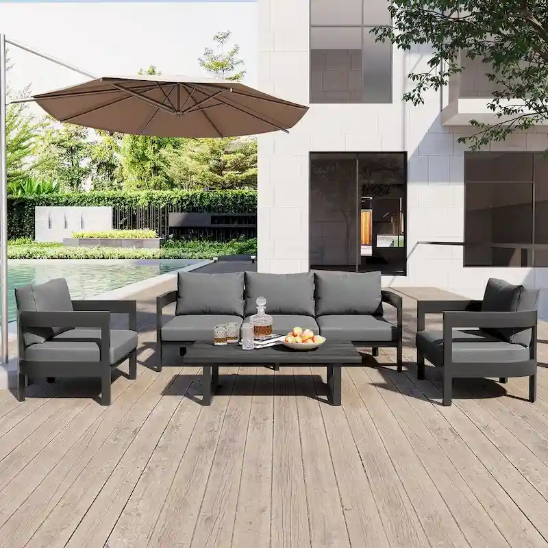 4-Piece Outdoor Seating Set with Thick Cushions