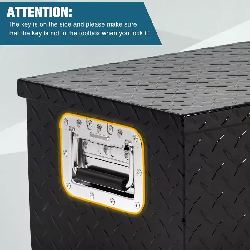 Heavy Duty Aluminum Tool Box Pick Up Truck Bed RV Trailer Toolbox Waterproof Square Storage