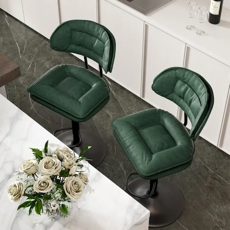 Set of 2 Swivel Bar Stools Adjustable Counter Height