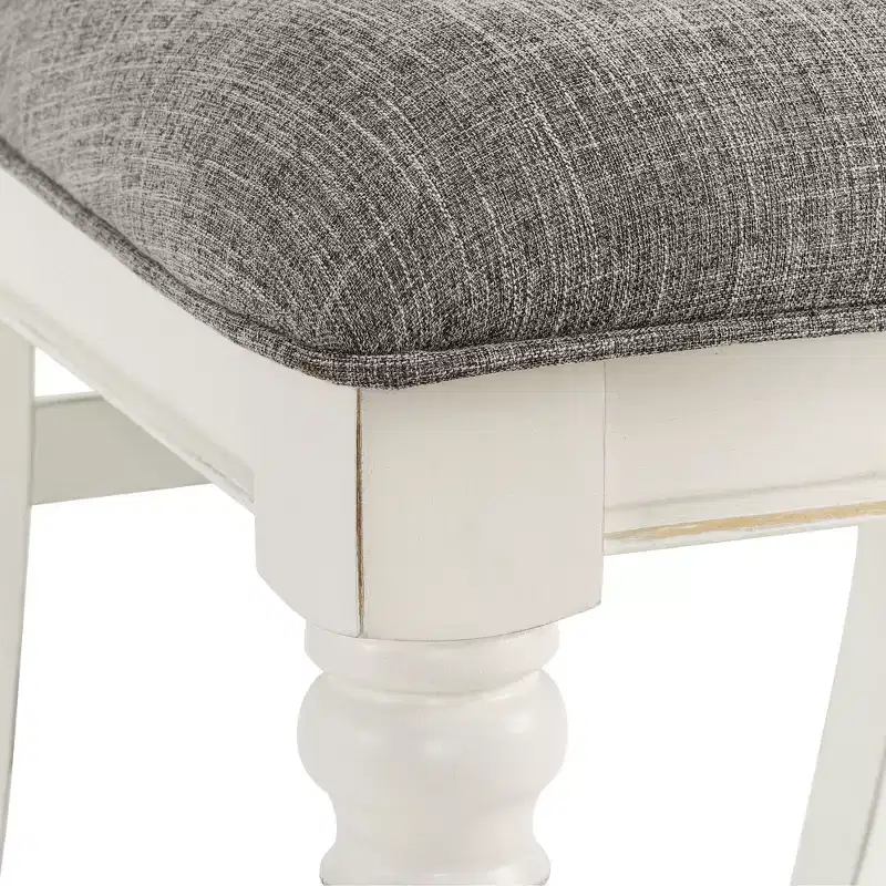 Roundhill Furniture Belleza Solid Wood Upholstered Dining Chairs, Antique White, Set of 2