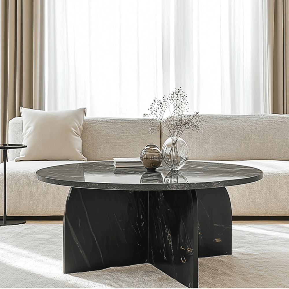 Black Marble Round Coffee Table