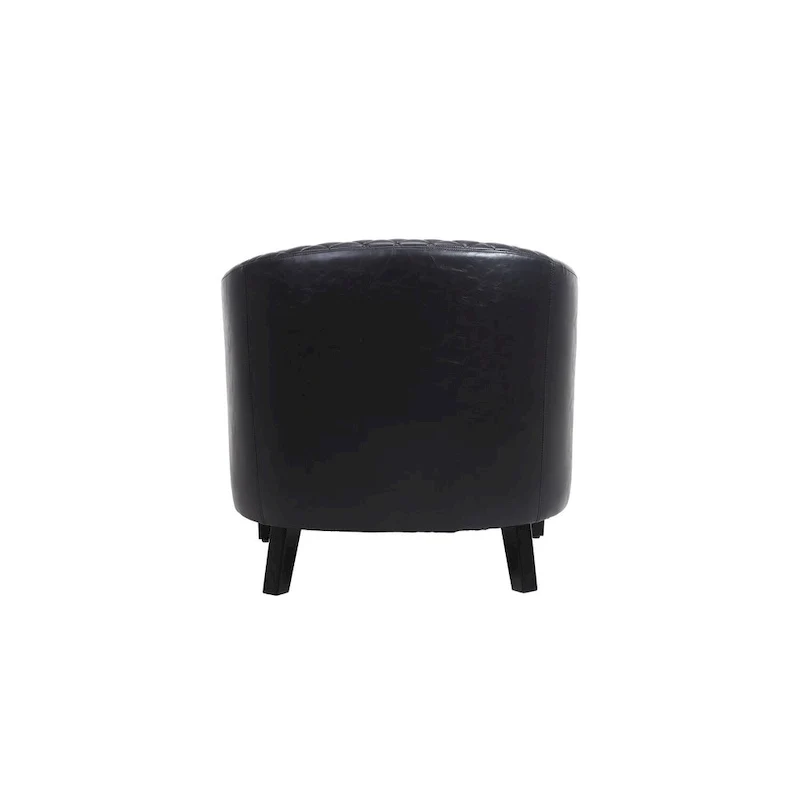 Accent Barrel chair living room chair with nailheads and solid wood legs